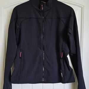 Eddie Bauer Black and Pink Utility Jacket with Stand-Up Collar